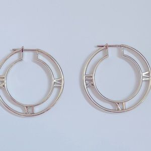 Tiffany & Co Sterling Silver Atlas Medium Hoop Earrings